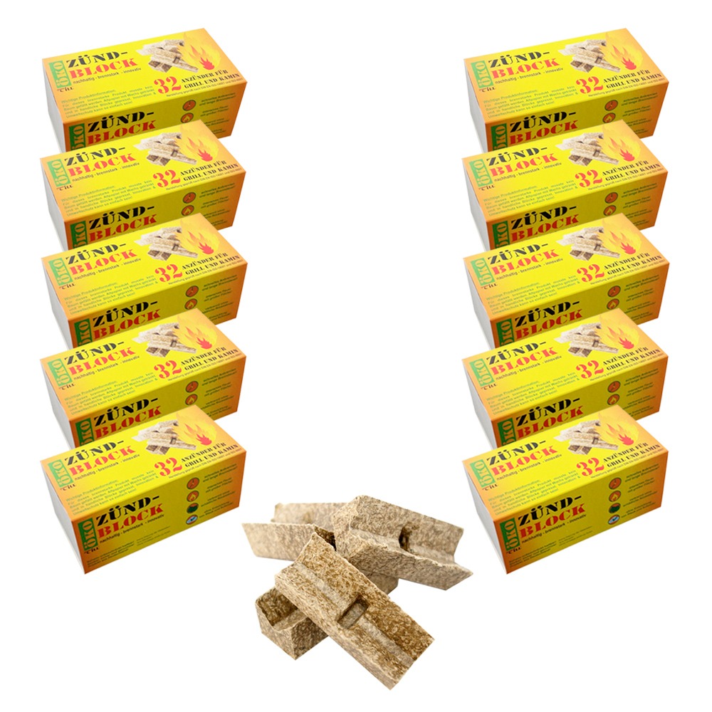 320x Zündblock Feueranzünder für Grill & Kamin ~ Umweltfreundlich aus recyceltem Altpapier und Wachs von Till 320x Zündblock Feueranzünder für Grill & Kamin ~ Umweltfreundlich aus recyceltem Altpapier und Wachs von Till