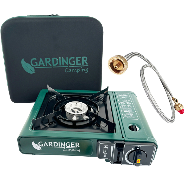 GARDINGER Camp Allgas Gaskocher mit Edelstahl Heizaufsatz - Kochen und Heizen in einem praktischen Outdoor Bundle von HUW24