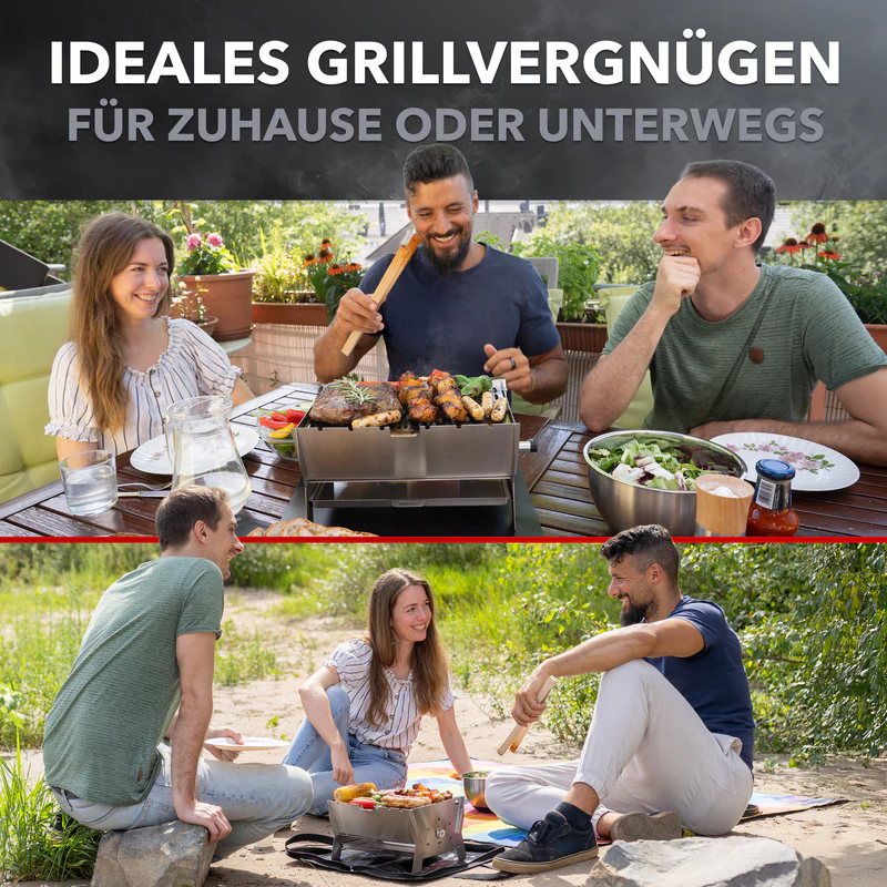 Ovicue L Kompaktgrill mit 3,5 kW Leistung & Profill 0.5 Aluminium-Propanflasche - Flexibles und nachhaltiges Grillvergnügen für unterwegs von Ovibell