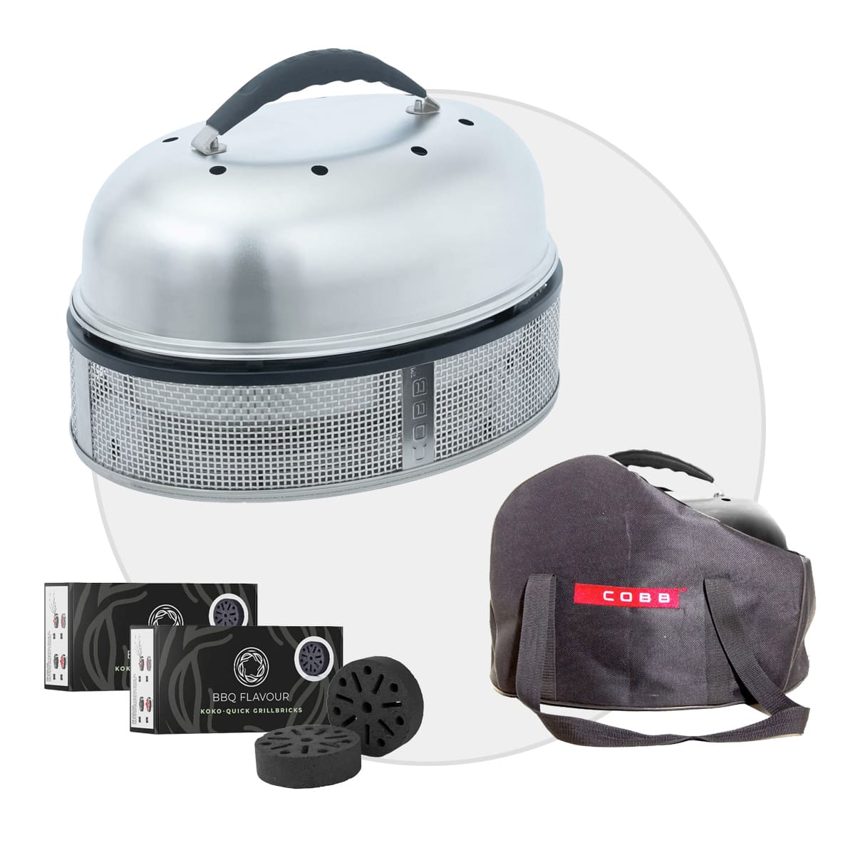 COBB Supreme Deluxe 2.0 Facelift inkl. Supreme Griddle+ + 2x BBQ Flavour Quick Koko Briketts + Tasche schwarz von Cobb