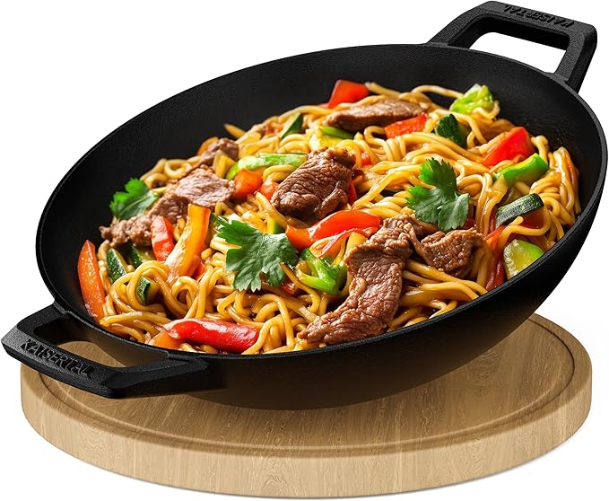 KAISERTAL Gusseisen Wok 33 cm Eingebrannt - ohne Glasdeckel KAISERTAL Gusseisen Wok 33 cm Eingebrannt - ohne Glasdeckel