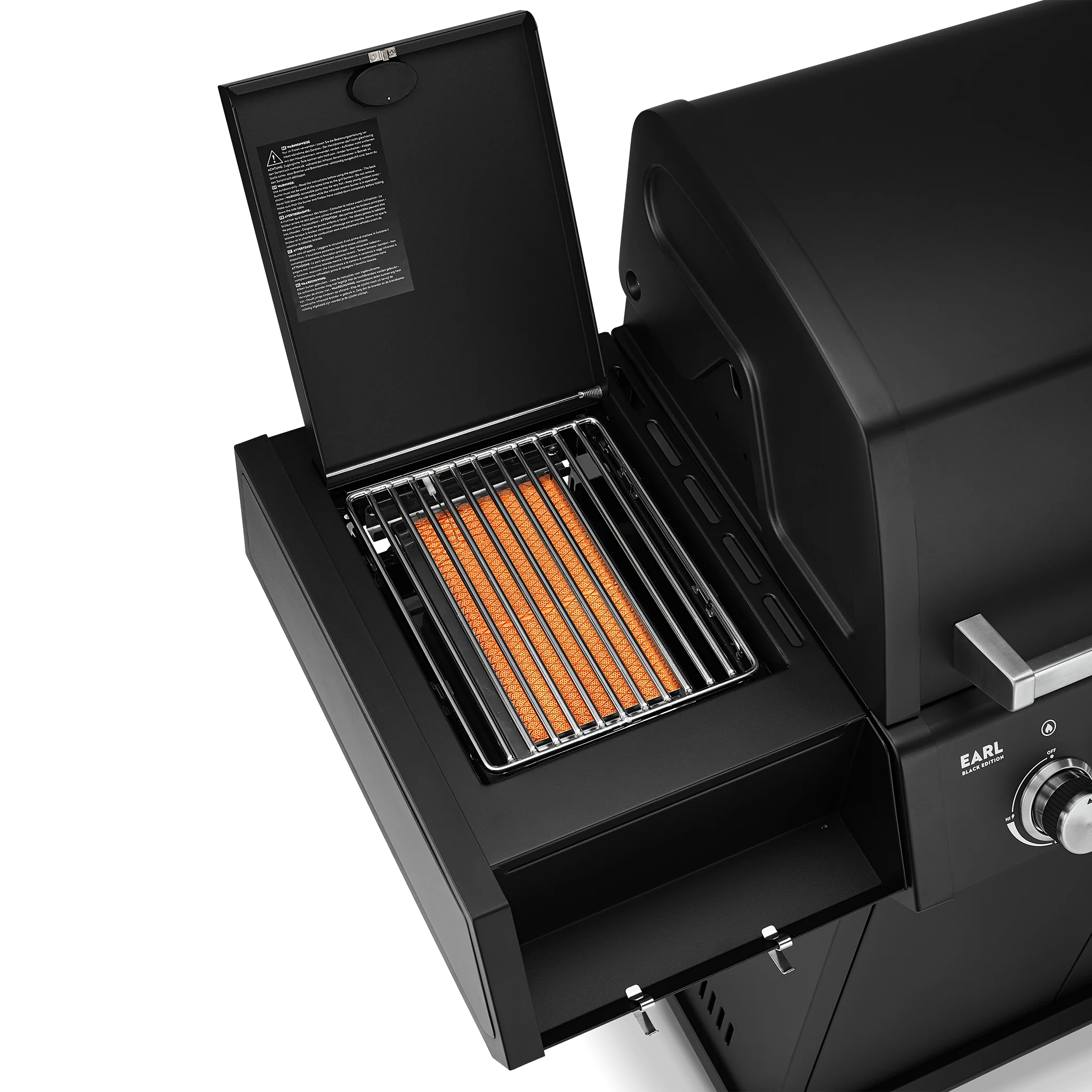 BURNHARD EARL Premium-Gasgrill 3-Brenner in der Farbe Schwarz mit Gusseisenrost von BURNHARD