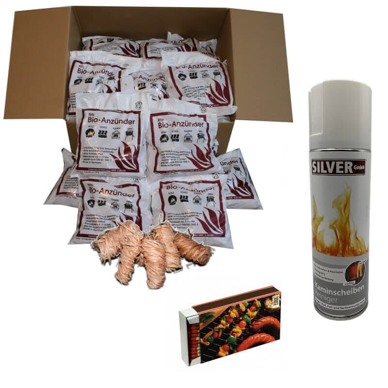 325 Ritz Bio Kamin & Grill Anzünder + 300ml Kaminscheiben Reiniger + Streichhölzer 50er Pack von Feuer-Anzünder.de