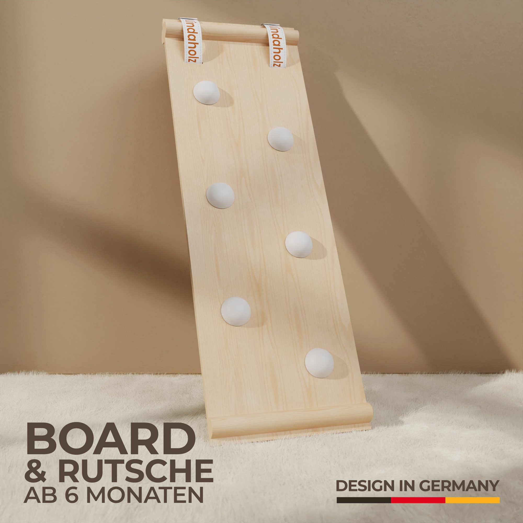 Kindaholz NOAH Rutschrampe Weiß Indoor Kletterrampe aus FSC Holz
