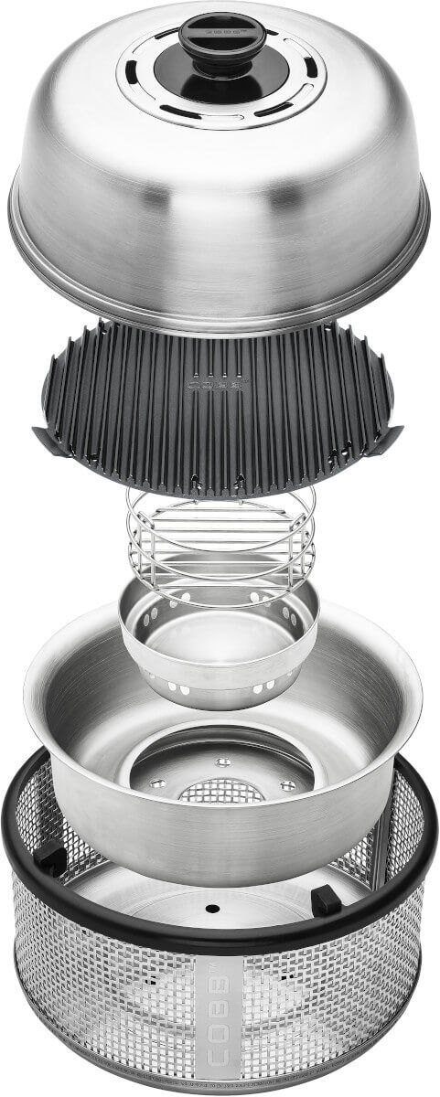 Cobb Premier AIR DELUXE Grill inkl. Air Deckel & Griddle & Bratenrost & Grillbesteck & Cobble Stone von Cobb