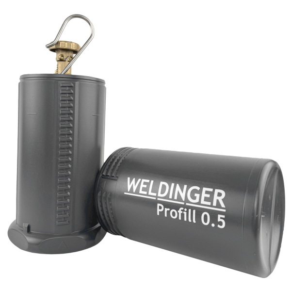 Befüllbare Aluminium Propanflasche Profill 0,5 kg 0,425 kg WELDINGER Rot Handwerkerflasche von HUW24