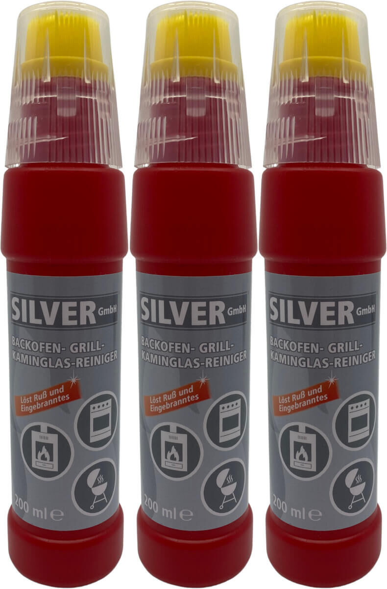 3x Spezial SILVER Gel Backofen-, Grill- und Kaminglasreiniger inkl. integrierter Bürste je 200ml von SILVER GmbH 3x Spezial SILVER Gel Backofen-, Grill- und Kaminglasreiniger inkl. integrierter Bürste je 200ml von SILVER GmbH