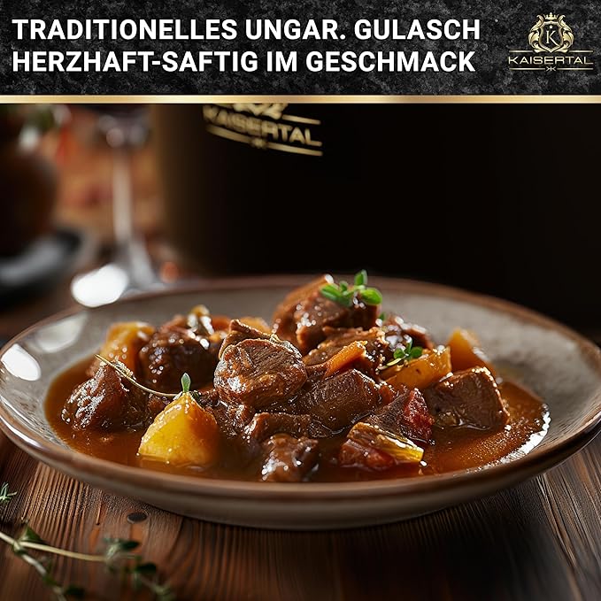 KAISERTAL Gusseisen Topf - 2-in-1 Schmortopf 26 cm mit Deckel 6,4 Liter - Eingebrannt von KAISERTAL