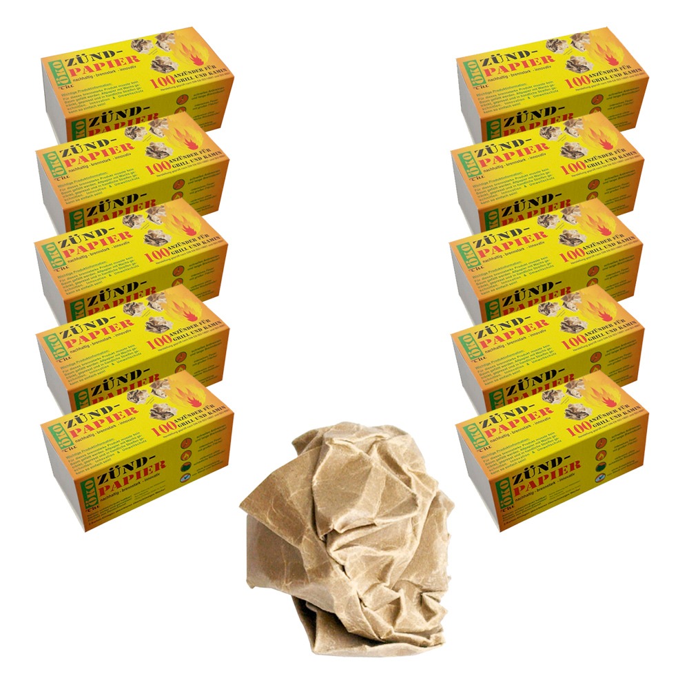 1000x Zündpapier Feueranzünder für Grill & Kamin ~ Umweltfreundlich aus recyceltem Altpapier & Wachs von Till