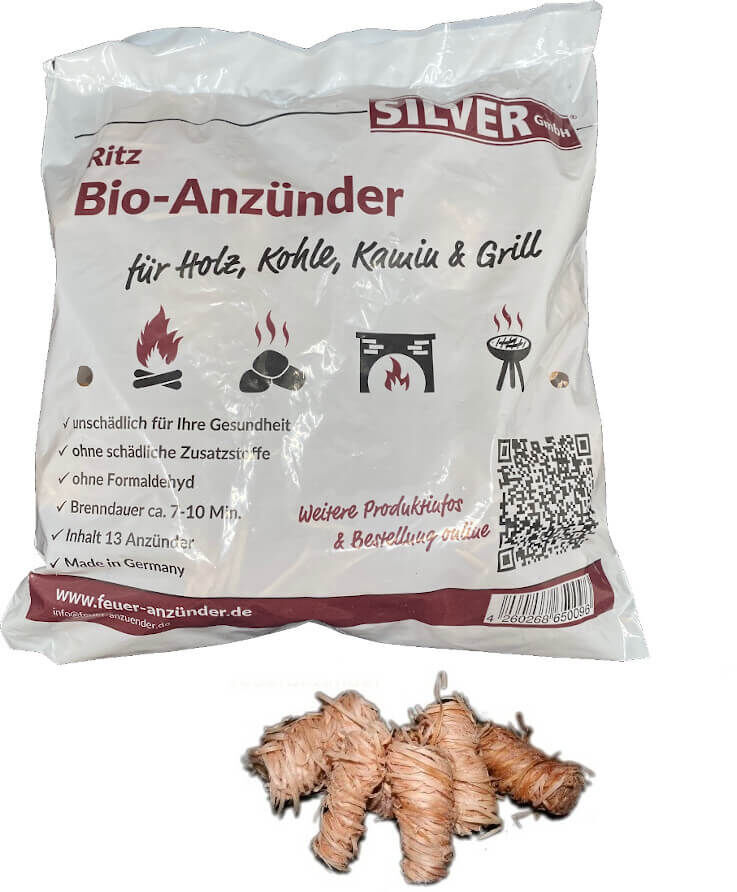 1 Tüte Kamin & Grill Feuer Anzünder - Kaminanzünder für Holz & Kohle ~ 13 Anzünder von Ritz Bio Anzünder