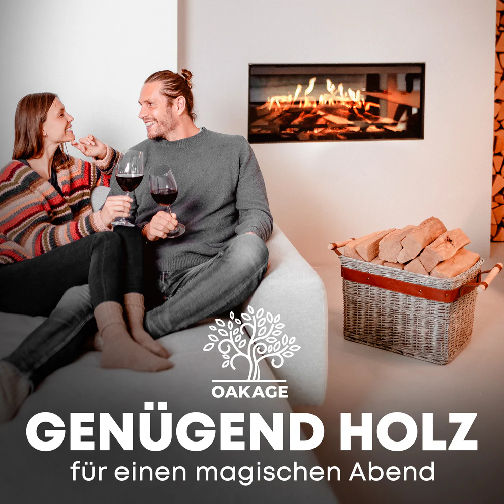 OAKAGE WillowWrap Holzkorb Weide - mit ausreißsicheren Holzgriffen - 50x40x35cm von OAKAGE