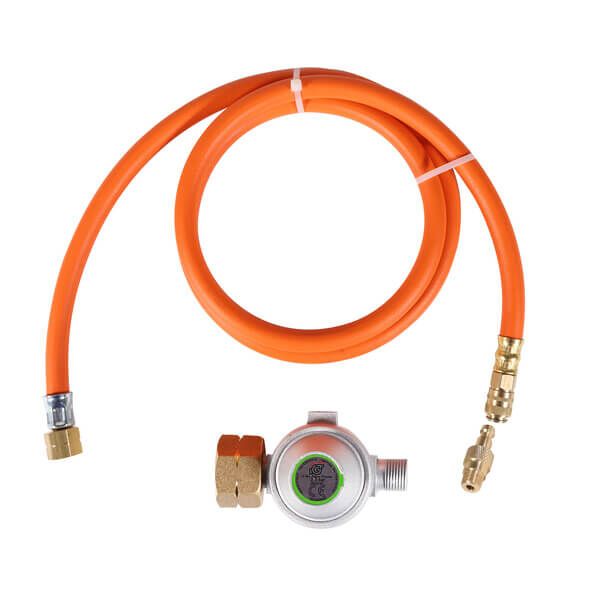 Ovicue L Kompaktgrill 3,5 kW Leistung & 1,3 m Adapter-Set für 5 kg oder 11 kg Gasflasche - flexibles Grillvergnügen mit Standardgas von Ovibell