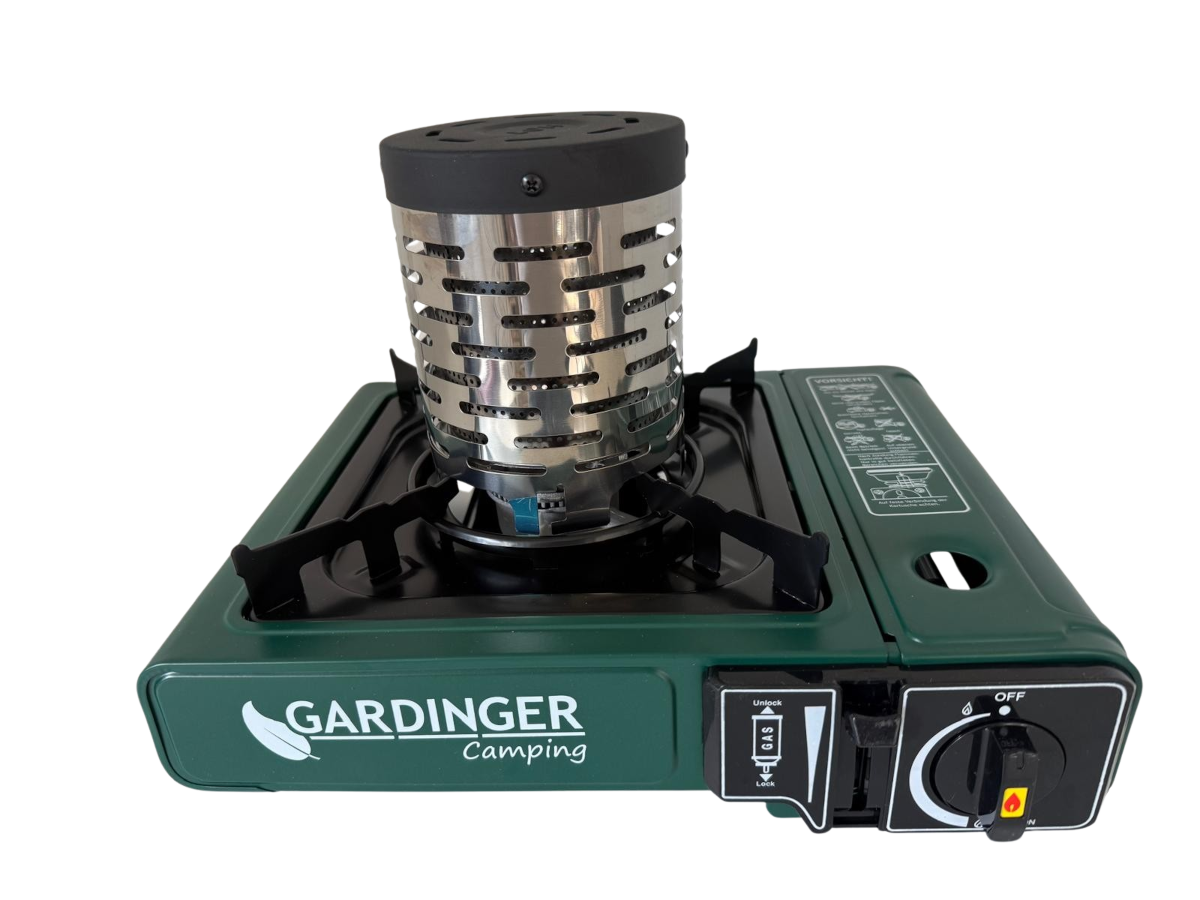 GARDINGER Camp Allgas Gaskocher mit Edelstahl Heizaufsatz - Kochen und Heizen in einem praktischen Outdoor Bundle von HUW24