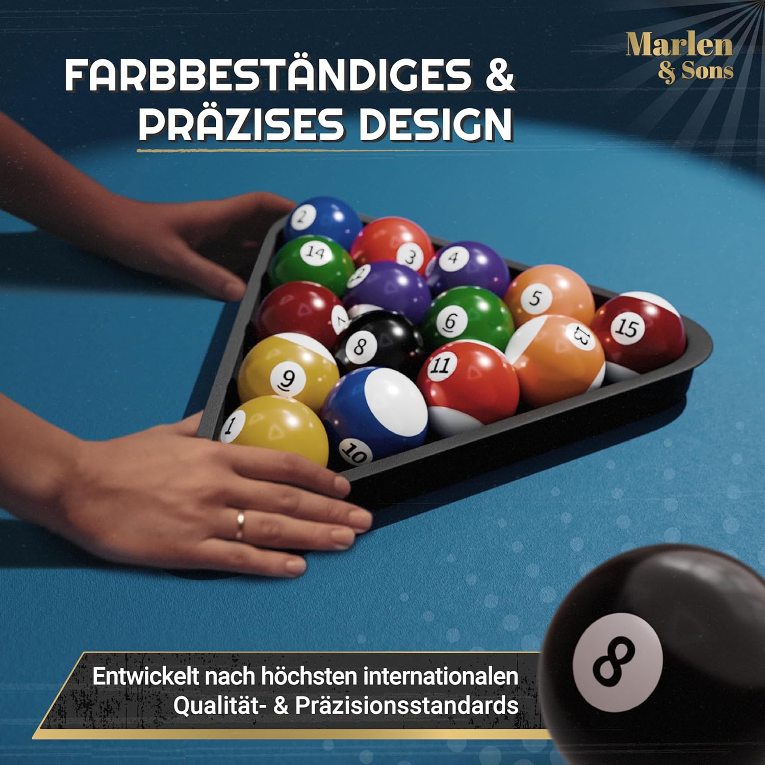 Marlen & Sons Billardtisch - CueMaster 8FT Billard Tisch mit Auto Kugelrückführung - Billardtisch 244 x 132 cm inkl. Zubehör-Komplettset von Marlen & Sons