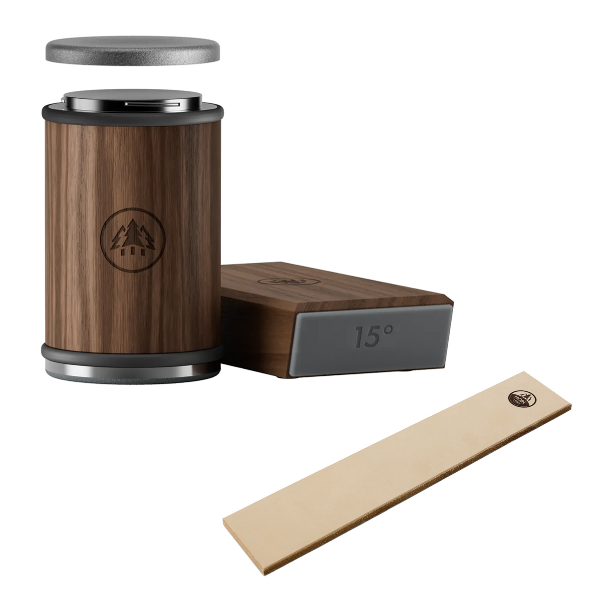 HORL® 3 Nussbaum mit HORL® Abziehleder - Premium Messerschärfer Set von HORL
