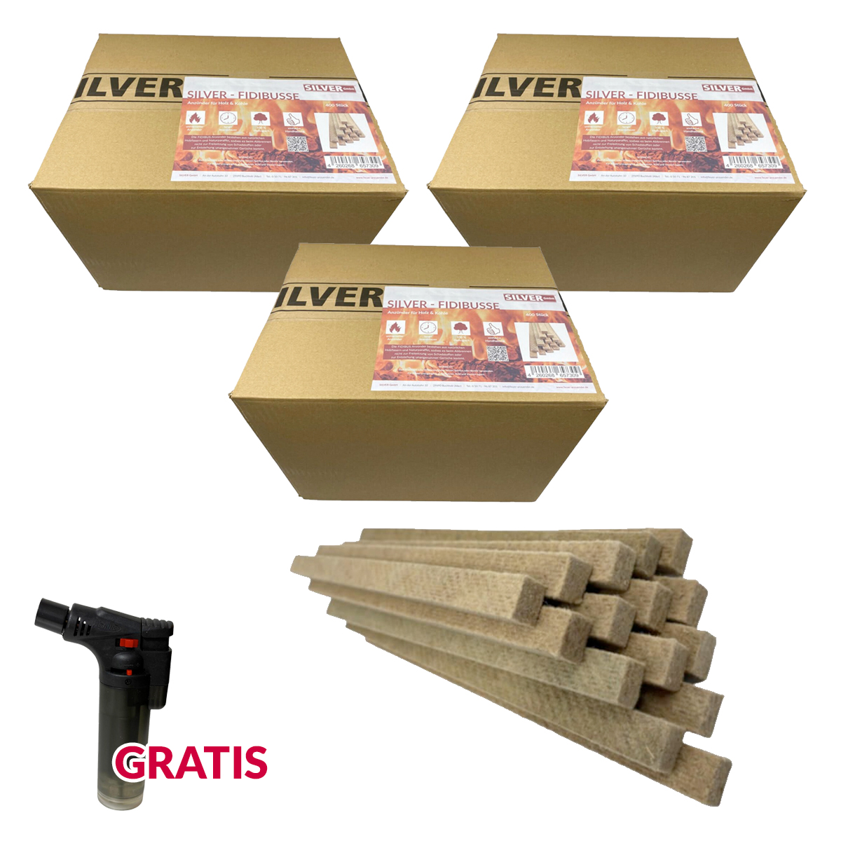 1200 SILVER FIDIBUSSE® Anzünder | Kaminanzünder | Ofenanzünder | Grillanzünder von SILVER GmbH