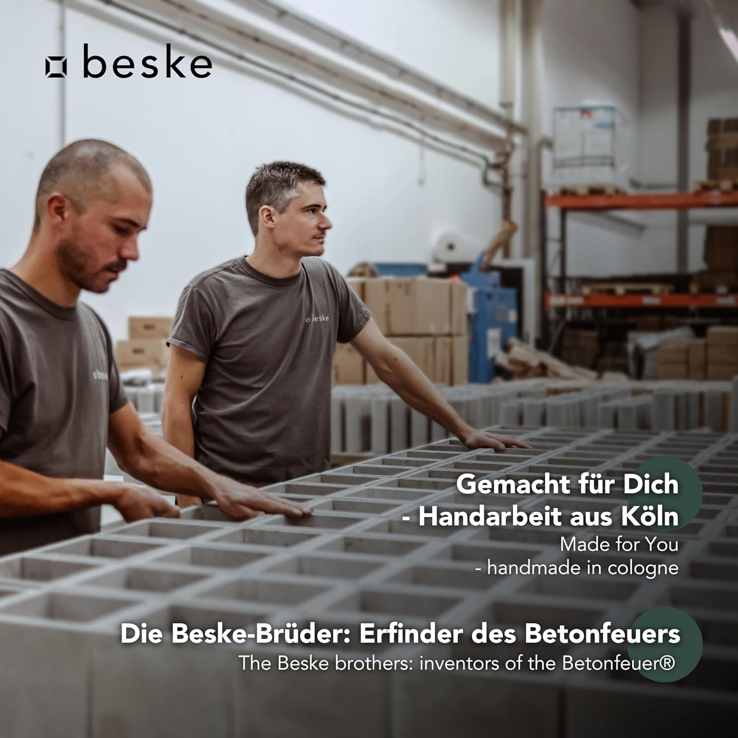 BESKE Betonfeuer Fuego Outdoor 17x17x17 inkl. Löschbrett - HANDARBEIT Made in Germany von Beske-Manufaktur