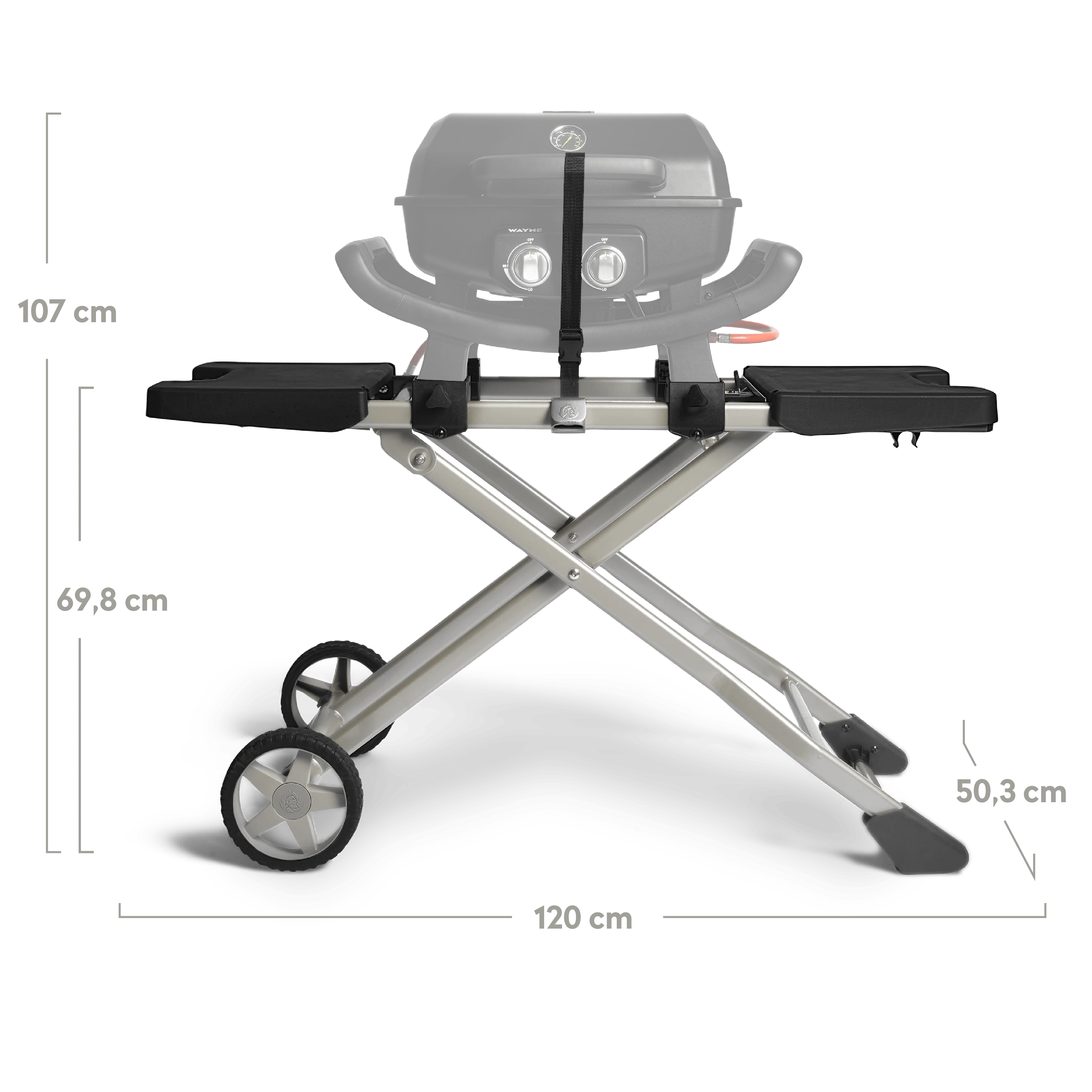 Rollwagen für den Gasgrill WAYNE Balkongrill passend für 1 & 2 Brenner von BURNHARD