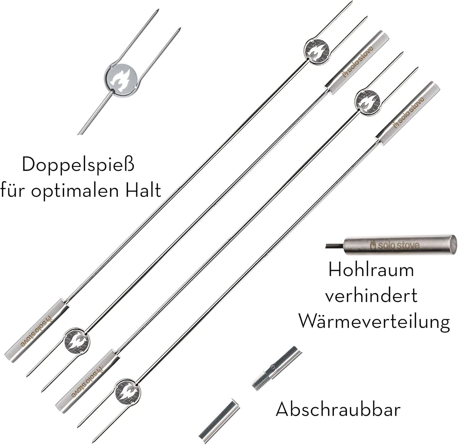 Solo Stove Grillspieße für Feuerschale 4 Stück | Marshmallows - Stockbrot - Würstchen von Solo Stove Solo Stove Grillspieße für Feuerschale 4 Stück | Marshmallows - Stockbrot - Würstchen von Solo Stove