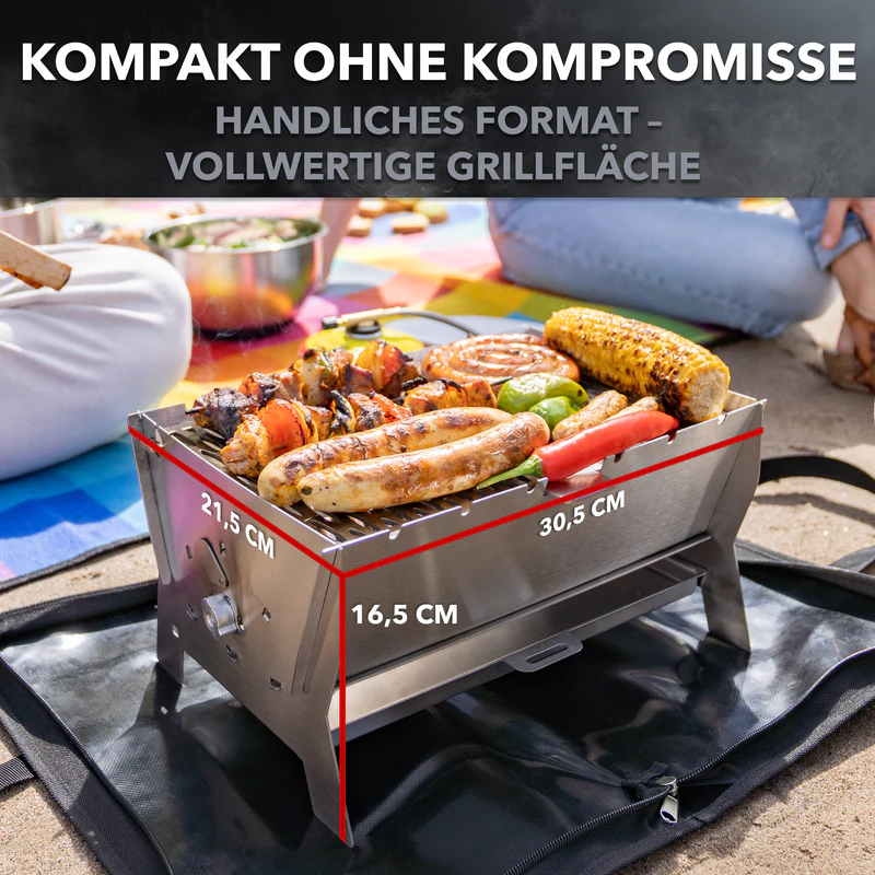 Ovicue L Kompaktgrill mit 3,5 kW Leistung & Profill 0.5 Aluminium-Propanflasche - Flexibles und nachhaltiges Grillvergnügen für unterwegs von Ovibell
