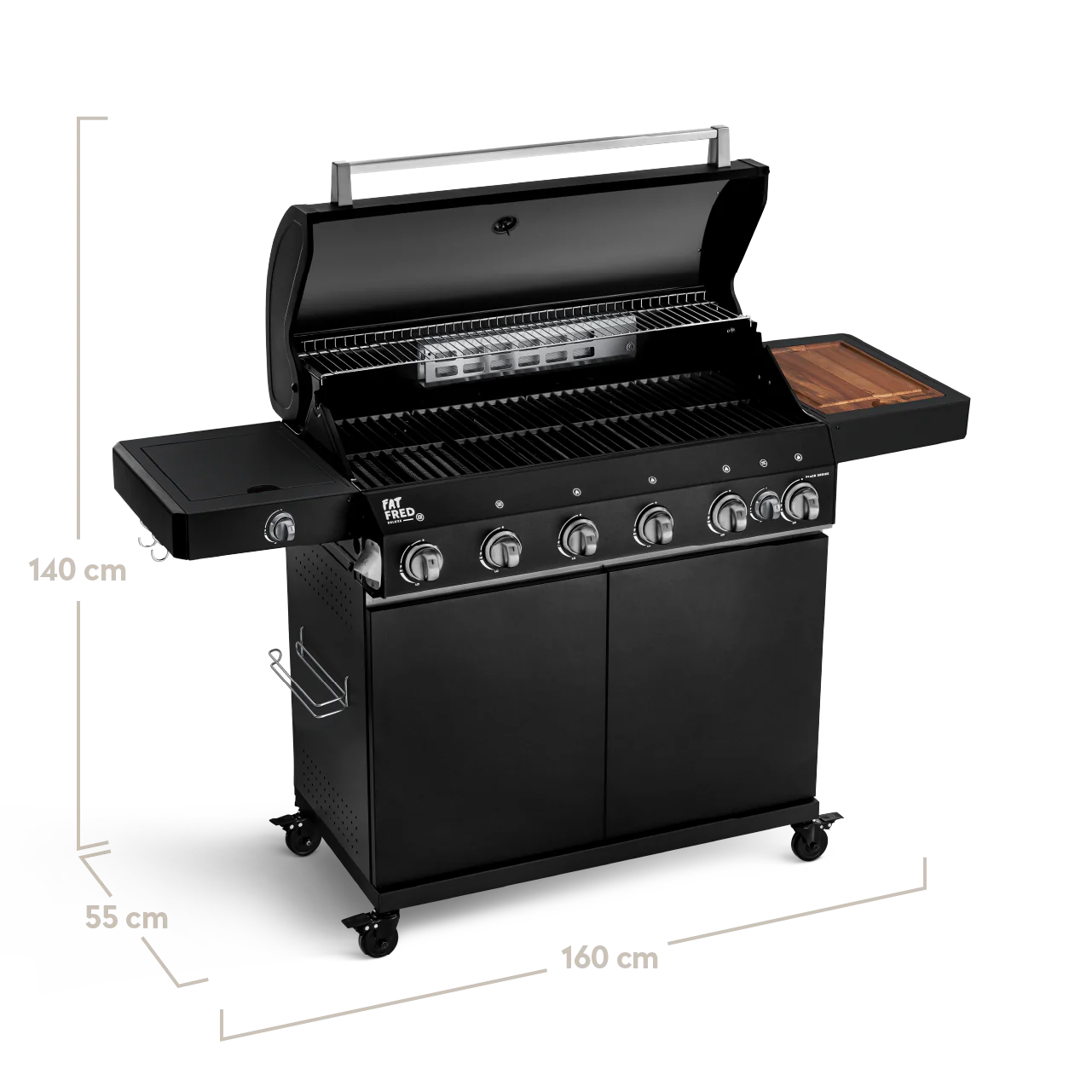 BURNHARD Fat FRED Deluxe Gasgrill 6-Brenner in der Farbe Schwarz mit Gusseisenrost von BURNHARD