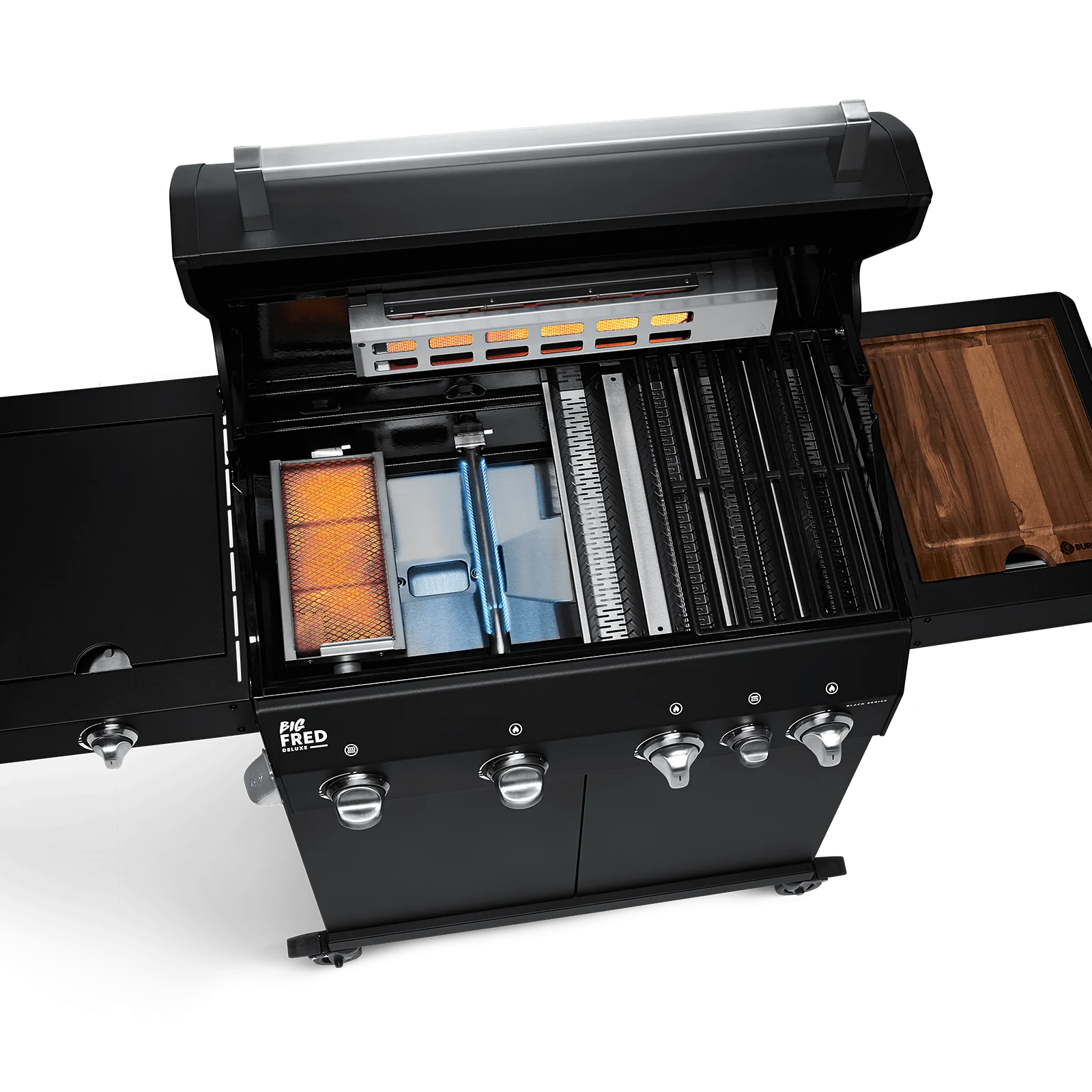 BURNHARD Big FRED Deluxe Gasgrill 4-Brenner in der Farbe Schwarz mit Gusseisenrost von BURNHARD
