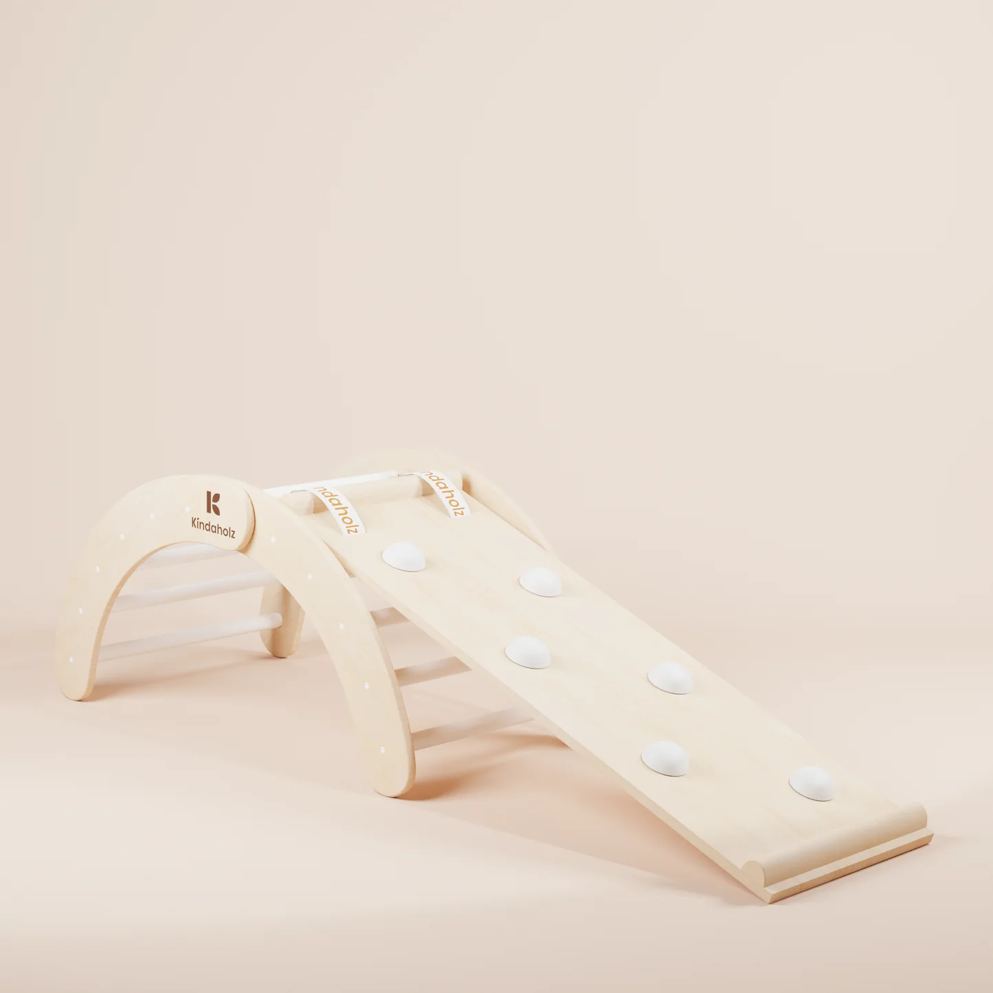 Kindaholz NINA Kletterbogen mit NOAH Rutschrampe Weiß Indoor Kletterset aus FSC Holz von Kindaholz