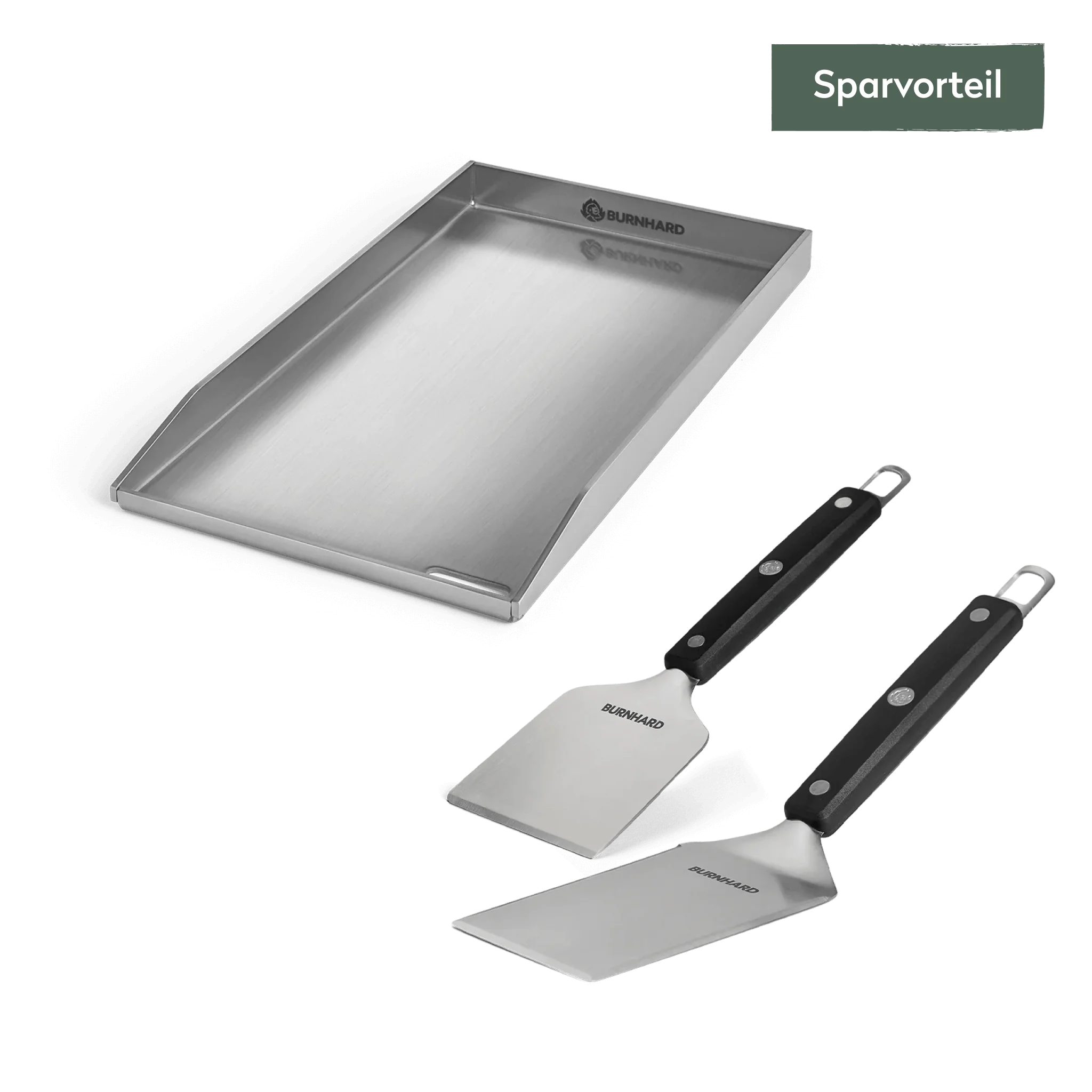 BURNHARD Plancha Set mit 2tlg. Grillspachtel und Grillschaber - FRED 41,5 x 23,5 cm von BURNHARD