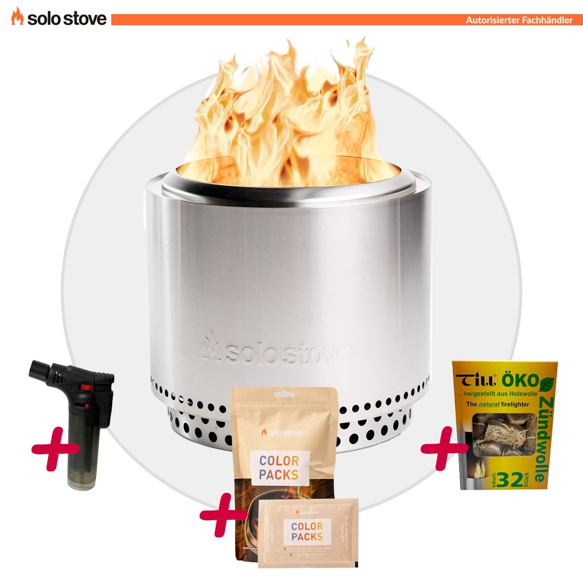 Solo Stove BONFIRE 2.0 + STAND Edelstahl + Buntes Feuer + Anzünder - AKTION