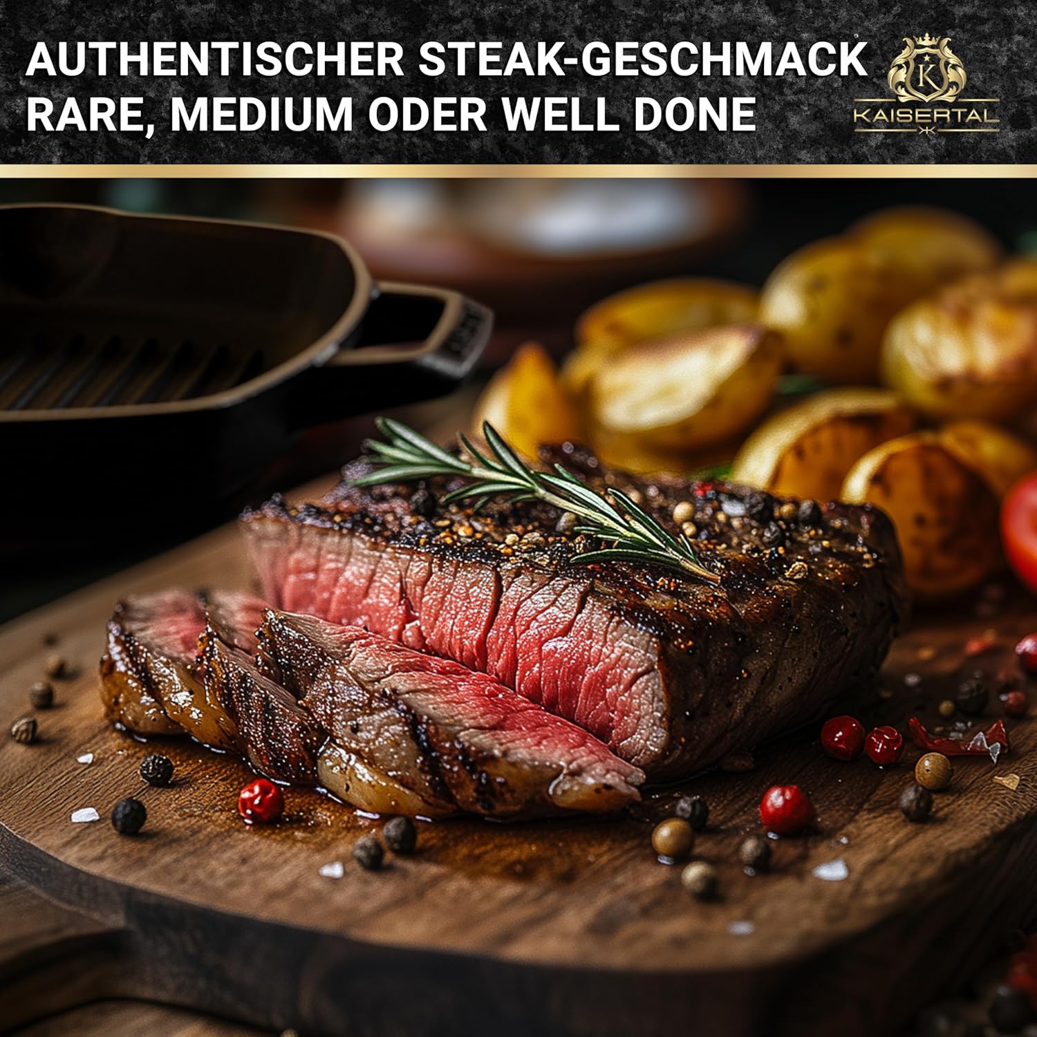 KAISERTAL Emaillierte Gusseisen Grillpfanne 27 cm mit Griff von KAISERTAL