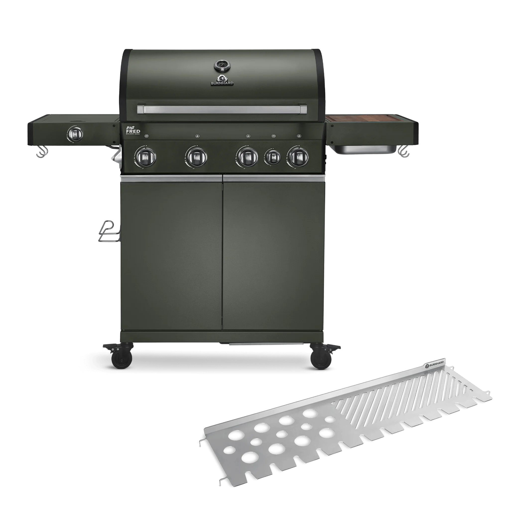 BURNHARD Big FRED Deluxe Gasgrill 4-Brenner in der Farbe Grün mit Edelstahlrost BURNHARD Big FRED Deluxe Gasgrill 4-Brenner in der Farbe Grün mit Edelstahlrost