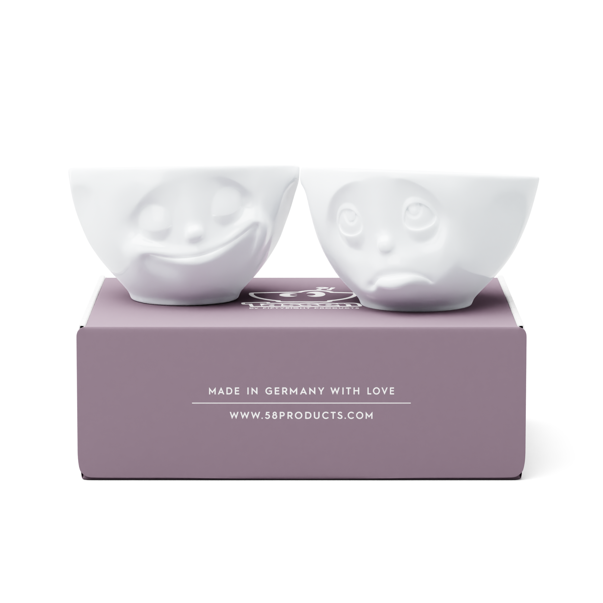 58products | Mittleres Schälchen Set Nr. 2 Glücklich & Och bitte in weiß 200 ml | Made in Germany von 58products