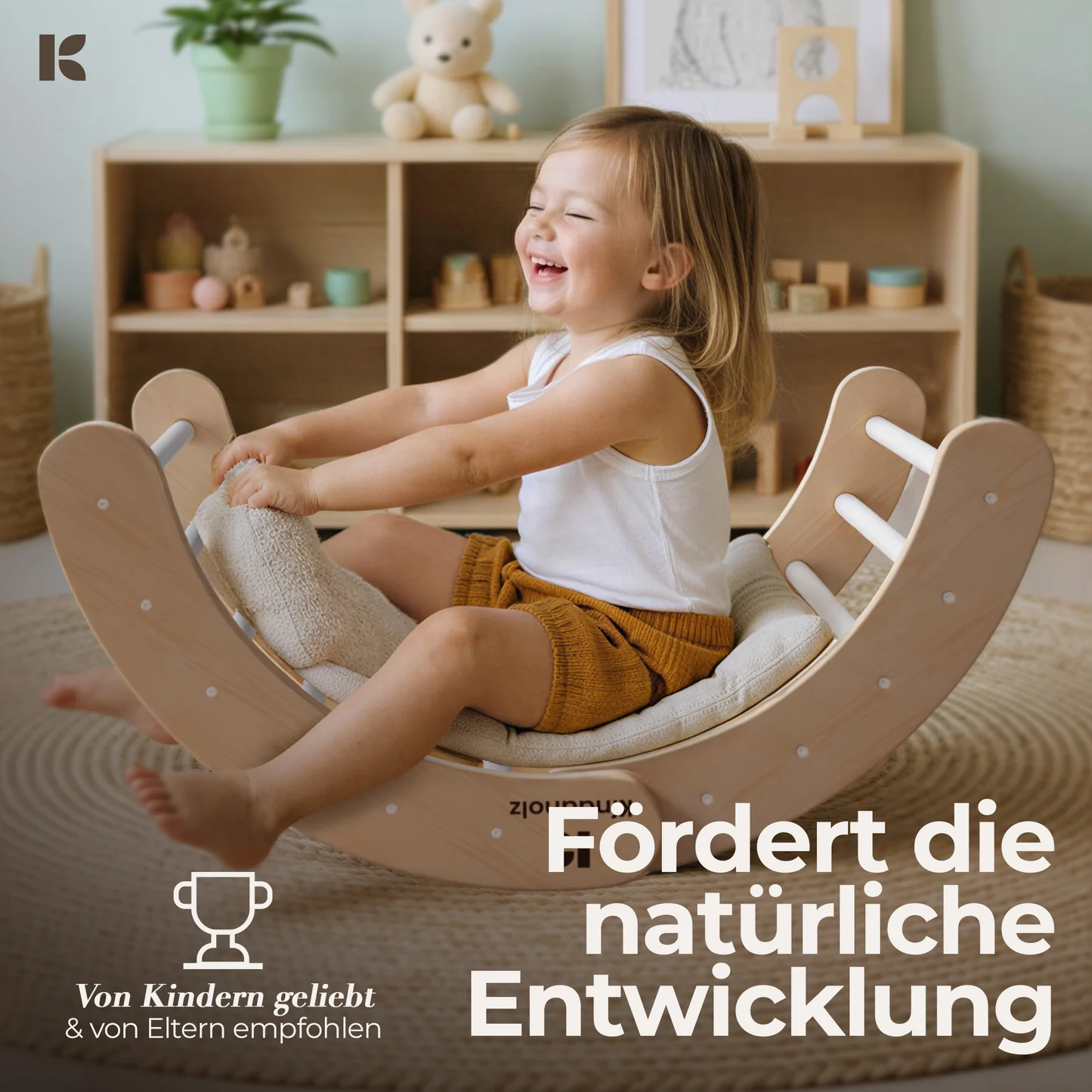 Kindaholz SAMI Kletterdreieck mit NINA Kletterbogen und NOAH Rutschrampe Weiß Indoor Kletterset aus FSC Holz von Kindaholz