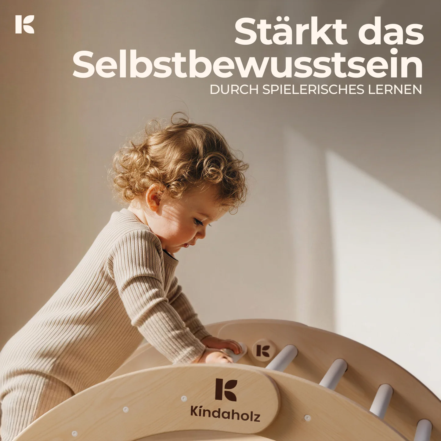 Kindaholz NINA Kletterbogen mit NOAH Rutschrampe Weiß Indoor Kletterset aus FSC Holz von Kindaholz