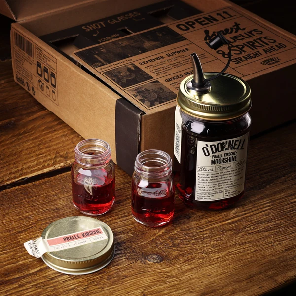 O'Donnell Moonshine Geschenkbox mit Harte Nuss + Pralle Kirsche + Toffee 3 × 350 ml
