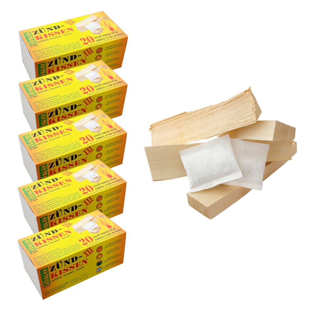 100 Zündkissen Feueranzünder für Grill & Kamin ~ Umweltfreundlich aus recyceltem Altpapier und Wachs von Till 100 Zündkissen Feueranzünder für Grill & Kamin ~ Umweltfreundlich aus recyceltem Altpapier und Wachs von Till