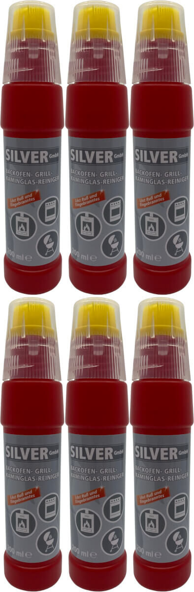 6x Spezial SILVER Gel Backofen-, Grill- und Kaminglasreiniger inkl. integrierter Bürste je 200ml von SILVER GmbH 6x Spezial SILVER Gel Backofen-, Grill- und Kaminglasreiniger inkl. integrierter Bürste je 200ml von SILVER GmbH