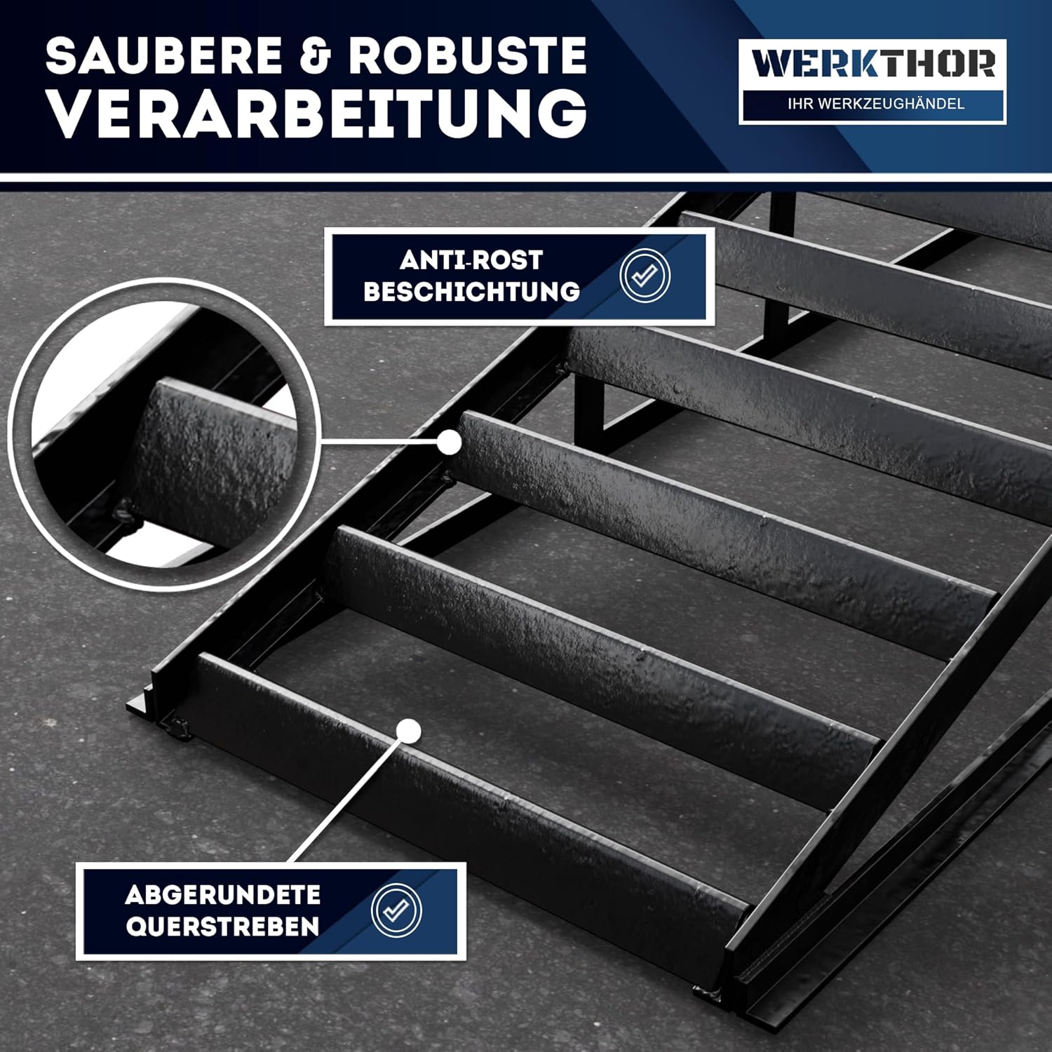 WERKTHOR Hydraulische Auffahrrampe PKW - 2er Set in Schwarz von WERKTHOR