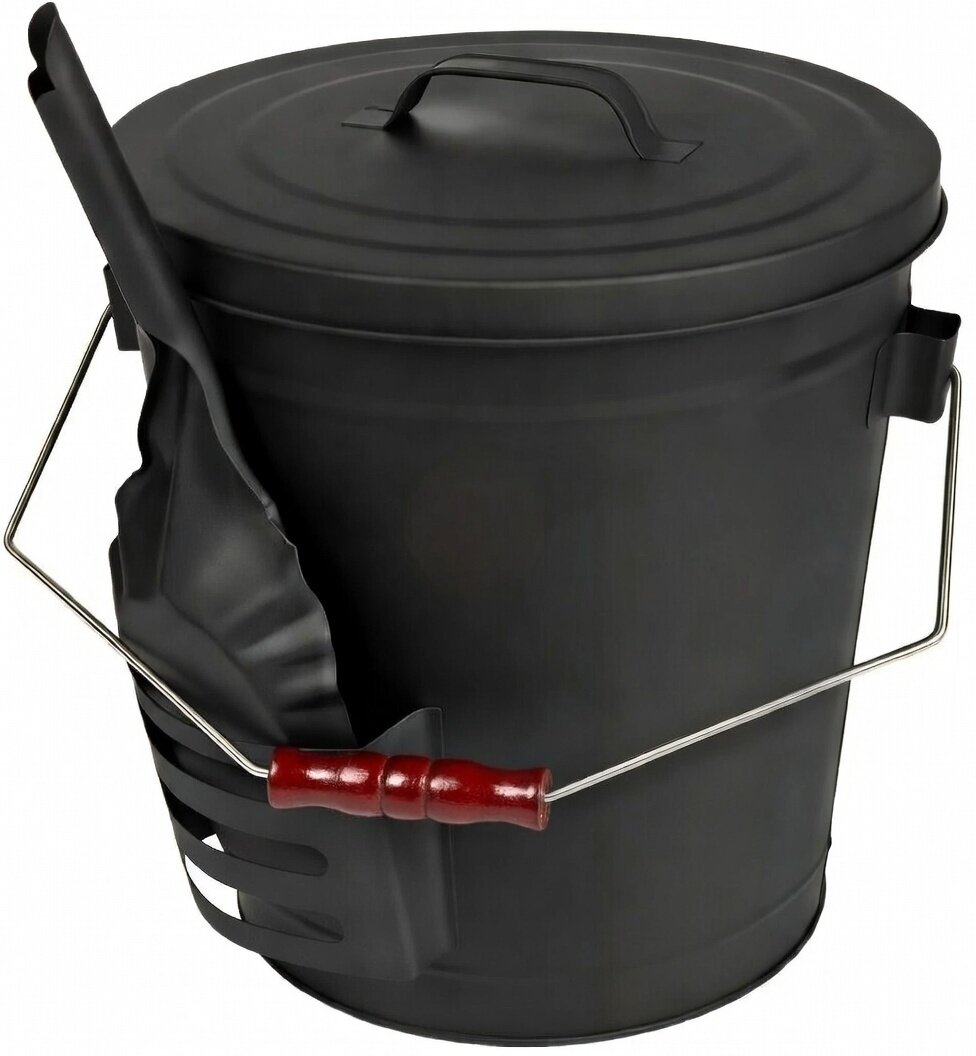 BLACK OAK Stromboli Ascheeimer 20 Liter mit Deckel und Schaufel