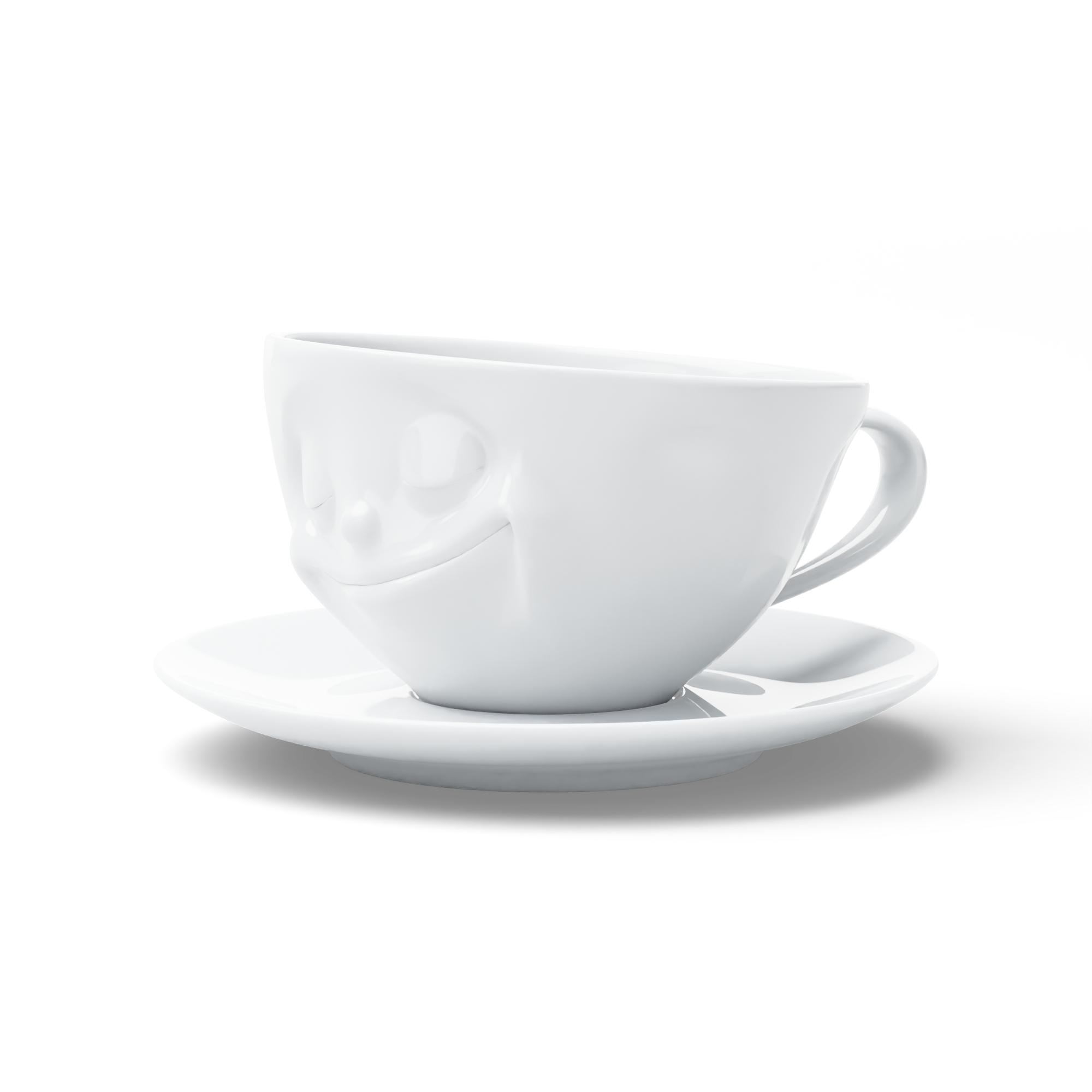 58products | Kaffeetasse Glücklich weiß 200 ml ideal für Kaffee + Tee + Kakao | Made in Germany von 58products