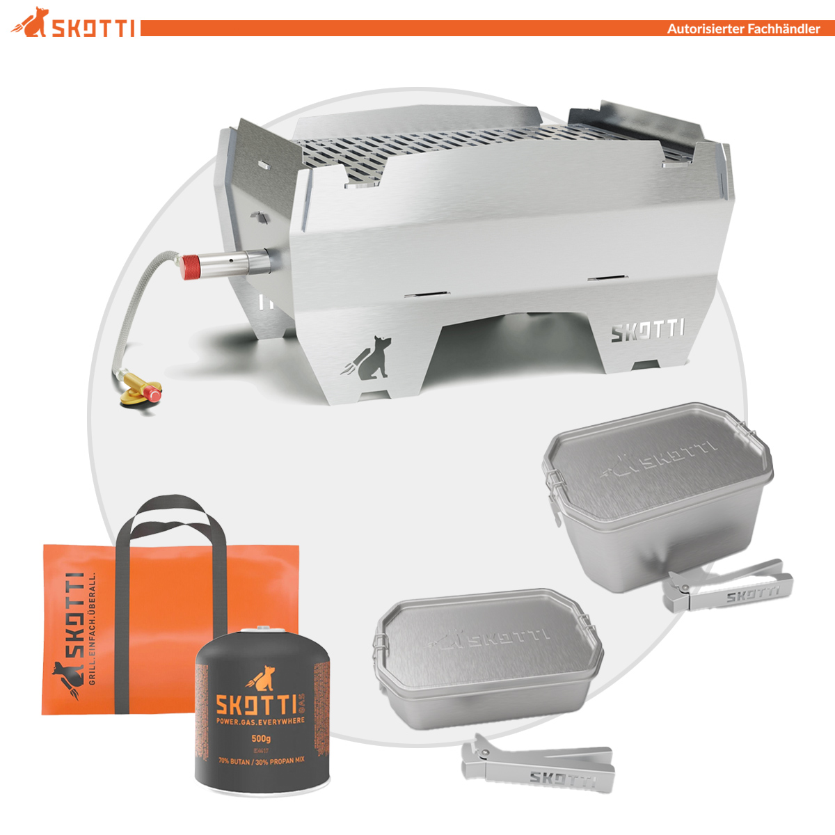SKOTTI Grill 2.0 + BOKS 1 + 2,5 Liter + 1x SKOTTI Gas SKOTTI Grill 2.0 + BOKS 1 + 2,5 Liter + 1x SKOTTI Gas