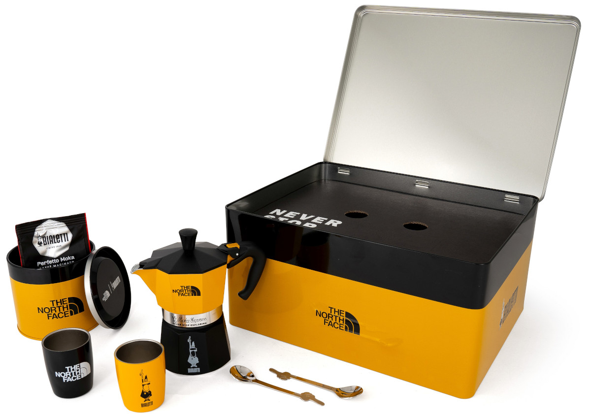 Bialetti Mokka Espressokanne Espressokocher-Set 7-tlg North Face 3 Tassen 5379 von Bialetti