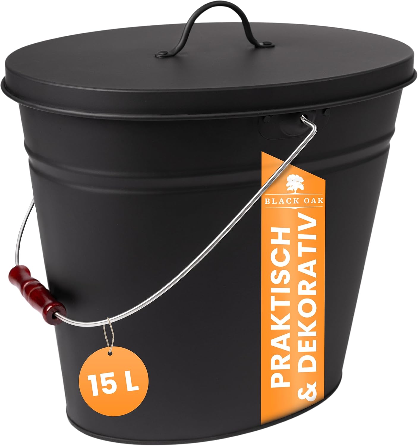 BLACK OAK Asche & Kohle Eimer Vesuvio schwarz 15 Liter