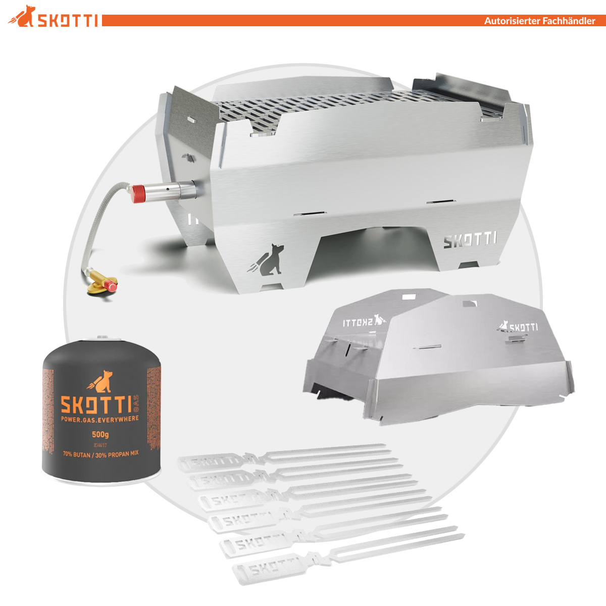 SKOTTI Grill 2.0 + CAP + PIKES + 1x SKOTTI Gas SKOTTI Grill 2.0 + CAP + PIKES + 1x SKOTTI Gas
