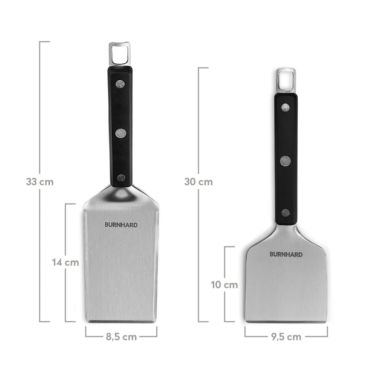 BURNHARD Plancha Set mit 2tlg. Grillspachtel und Grillschaber - FRED 41,5 x 40,0 cm von BURNHARD