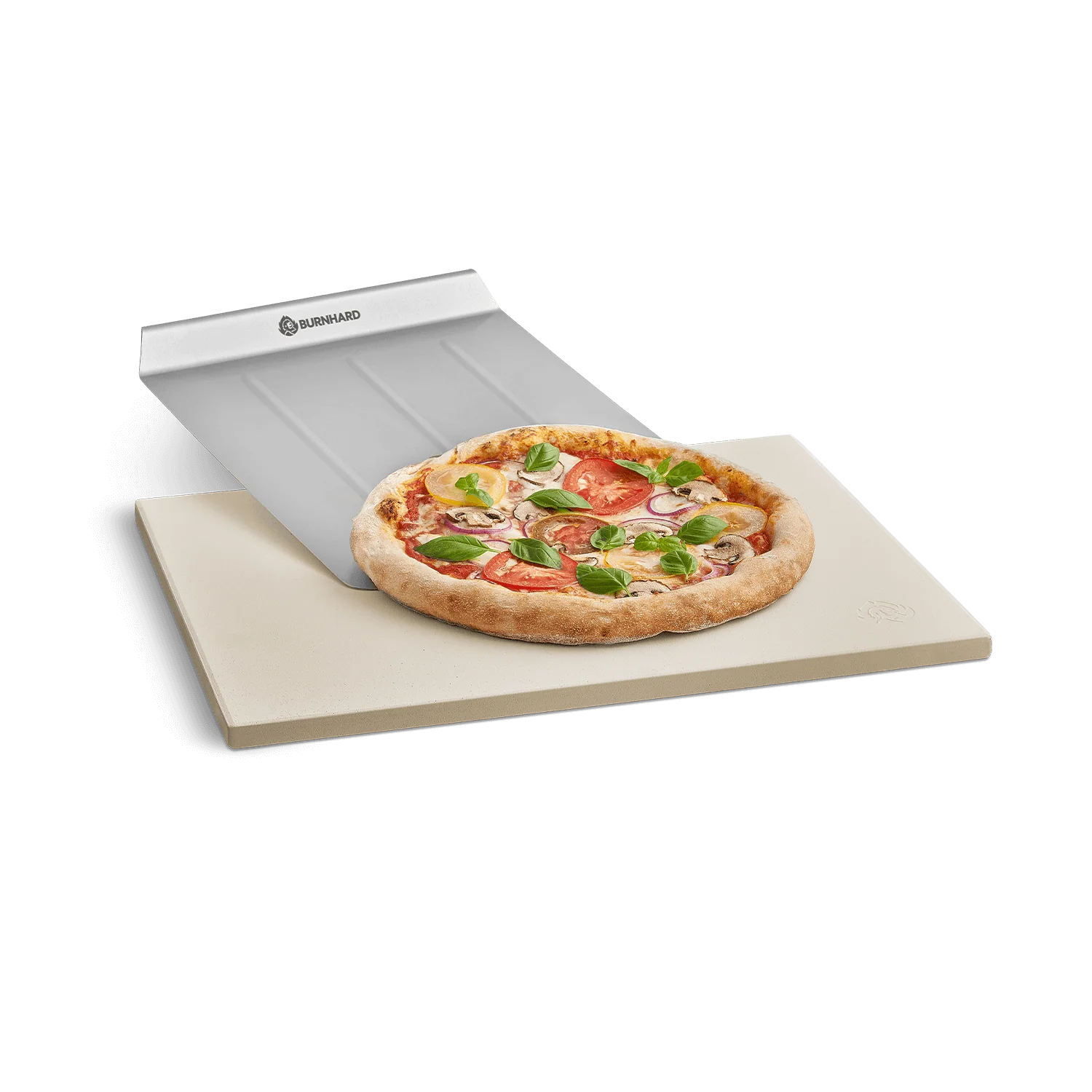 BURNHARD Pizzastein mit Pizzaschaufel - 45 x 35 x 1,5 cm