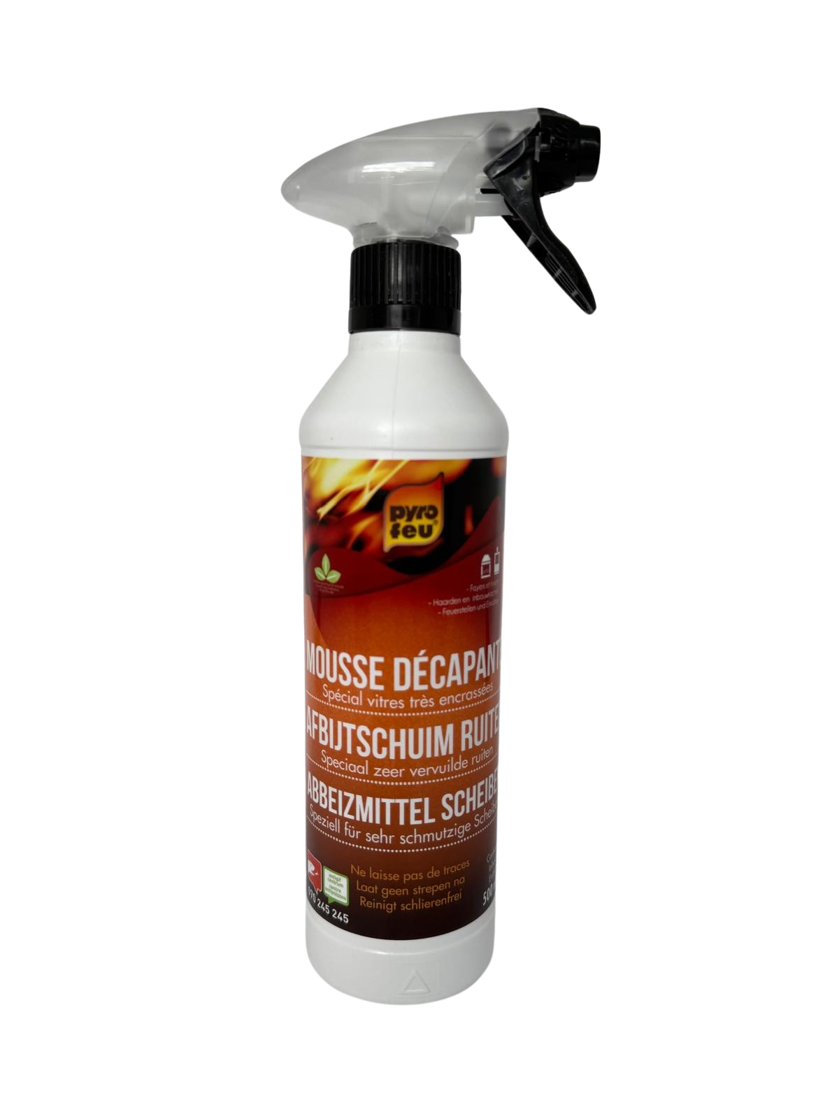 1x pyro feu Reinigungsschaum Hochwirksamer Glasschaumreiniger für Kamin- Ofen- und Herdgläser | 500ml