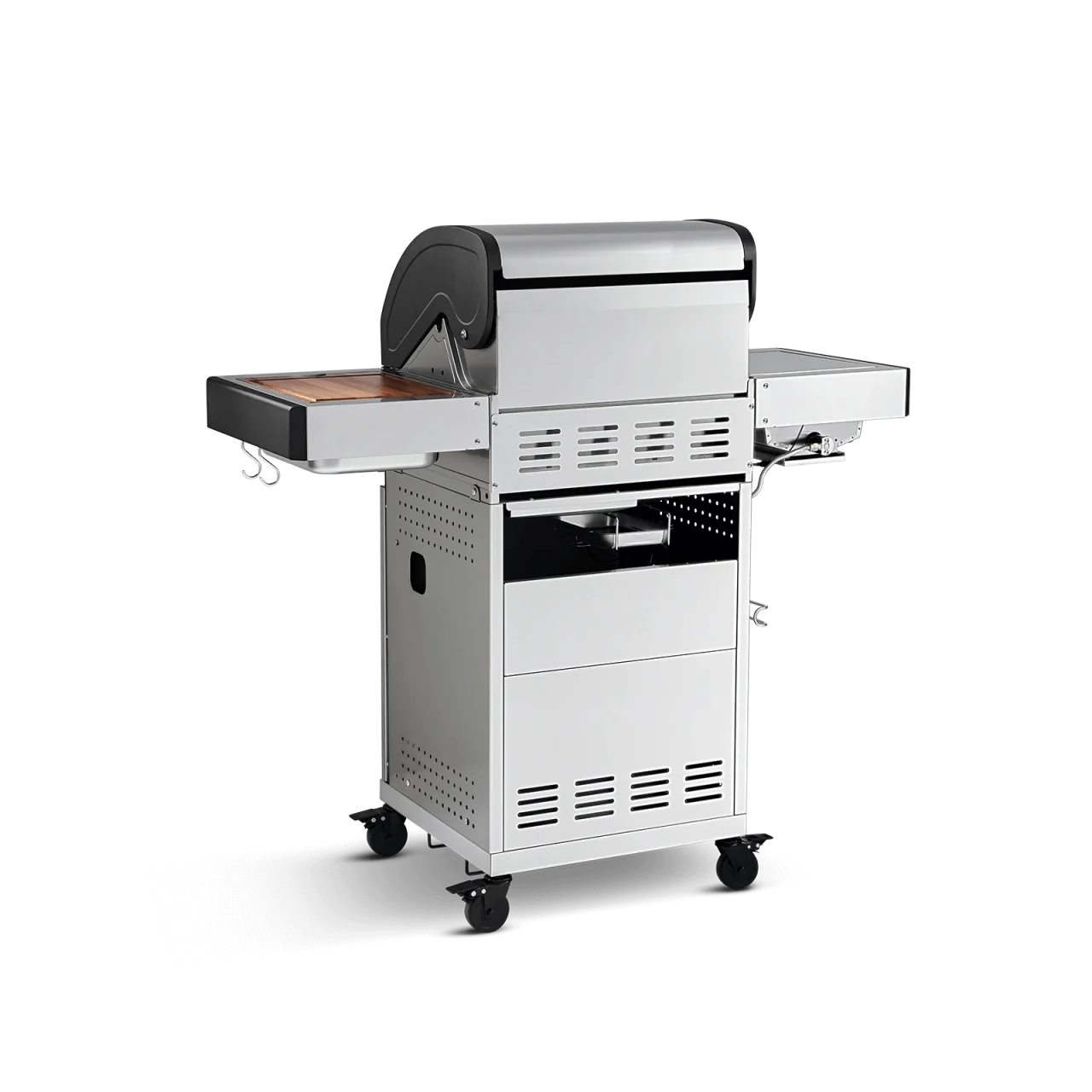 BURNHARD FRED Jr. Deluxe Gasgrill 2-Brenner in der Farbe Edelstahl mit Gusseisenrost von BURNHARD