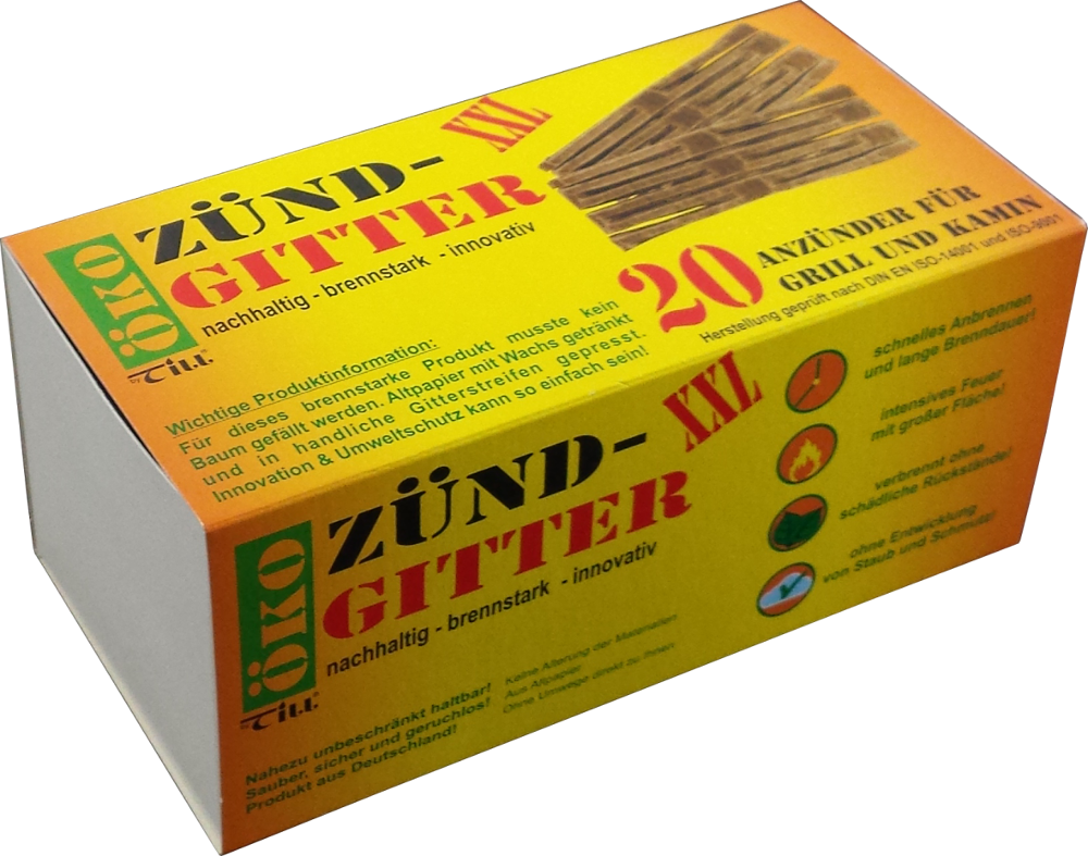 20 Zündgitter Feueranzünder für Grill & Kamin ~ Umweltfreundlich aus recyceltem Altpapier und Wachs
