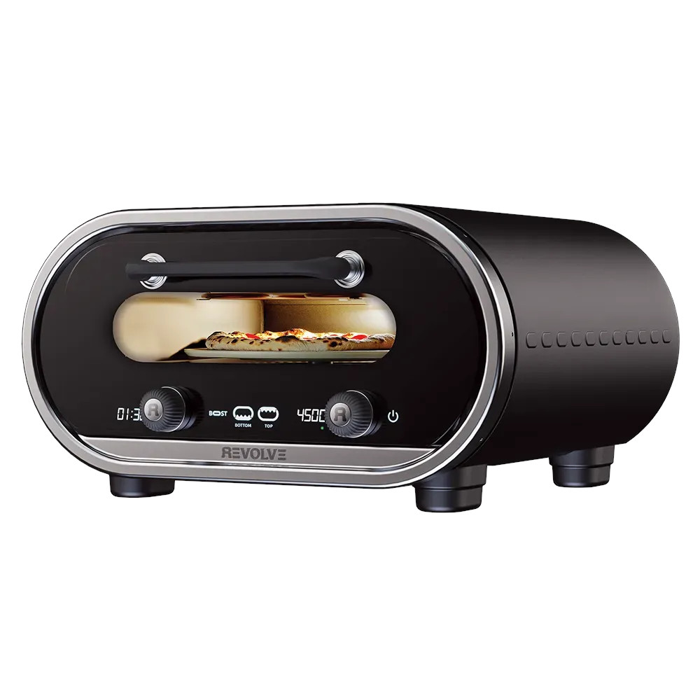 Revolve Elektro-Pizzaofen mit 33 cm großem automatischem Drehteller aus Cordierit - bis 450 °C für Indoor & Outdoor